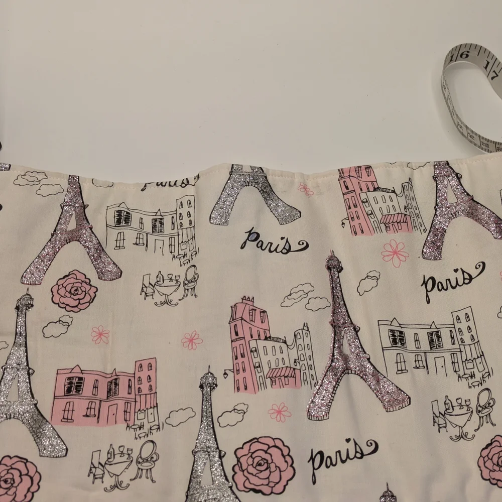 Paris Themed White and Pink Makeup Brush Or Pencil Organizer Cloth Handmade